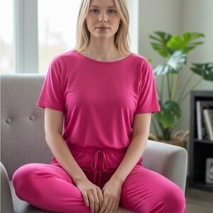 Pretty Garden Vibrant Pink Women's Jumpsuit 3X